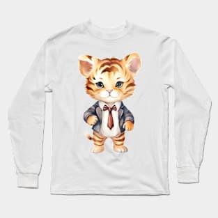 Bengal Tiger Wearing a Tie Long Sleeve T-Shirt